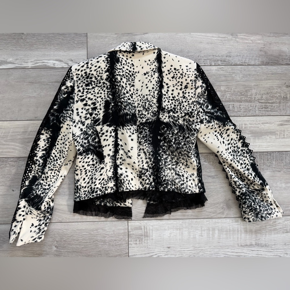 Alberto Makali Western Contrast Netural Lace Quiet Luxury Blazer size 8 (medium) - Picture 10 of 12